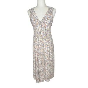 VTG Guess USA 90s Y2K Floral‎ Tie Button Front Midi Dress Size 7